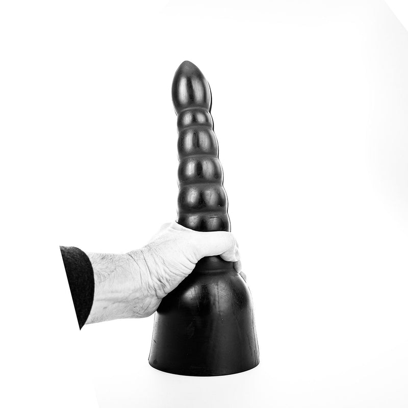 All Black - XXL Dildo - Geribbelde textuur - 34 x 9.7 cm - Zwart-Erotiekvoordeel.nl