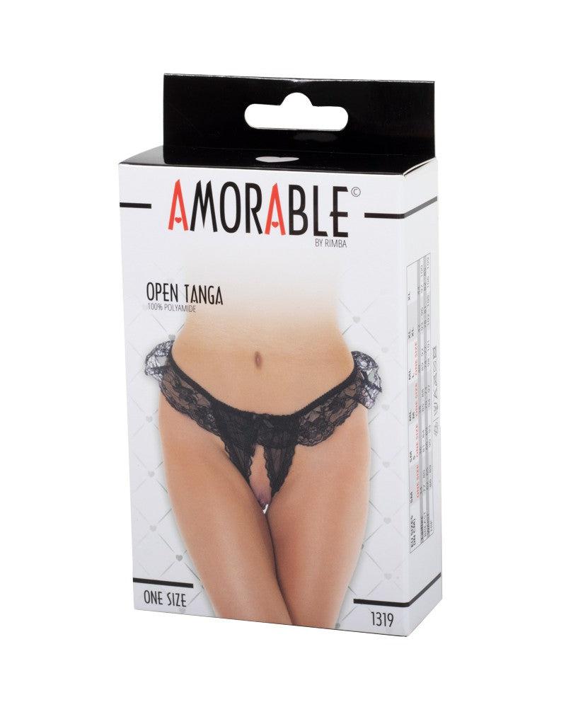 Amorable by Rimba - Erotische String - Burlesque Tanga Met Open Kruis - Zwart - One Size-Erotiekvoordeel.nl