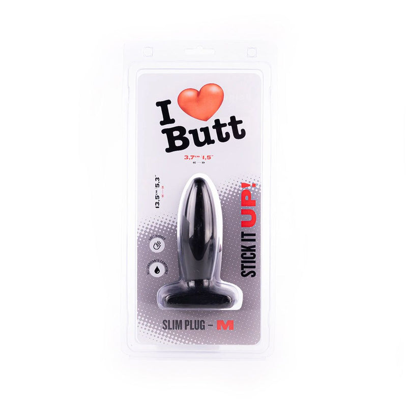 I ♥ Butt - Slanke Buttplug - M - Zwart