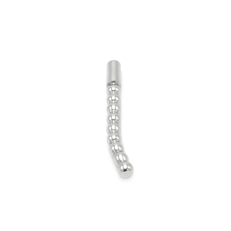 Kiotos Steel - Geribbelde Penisplug Met Lichte kromming En Swarovski Kristal - Diameter 8 mm