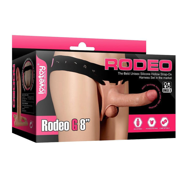 Lovetoy - Rodeo Strap On Dildo Pegging Harnas Met ruimte Voor Balzak Rodeo G8 - Lichte Huidskleur-Erotiekvoordeel.nl